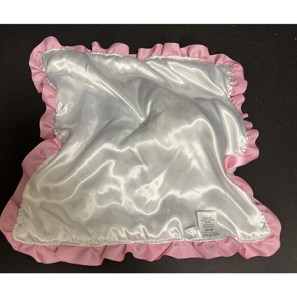 Okie Dokie Cat Leopard Plush Pink Grey Satin Ruffle Baby Security Lovey Blanket - Picture 3 of 4